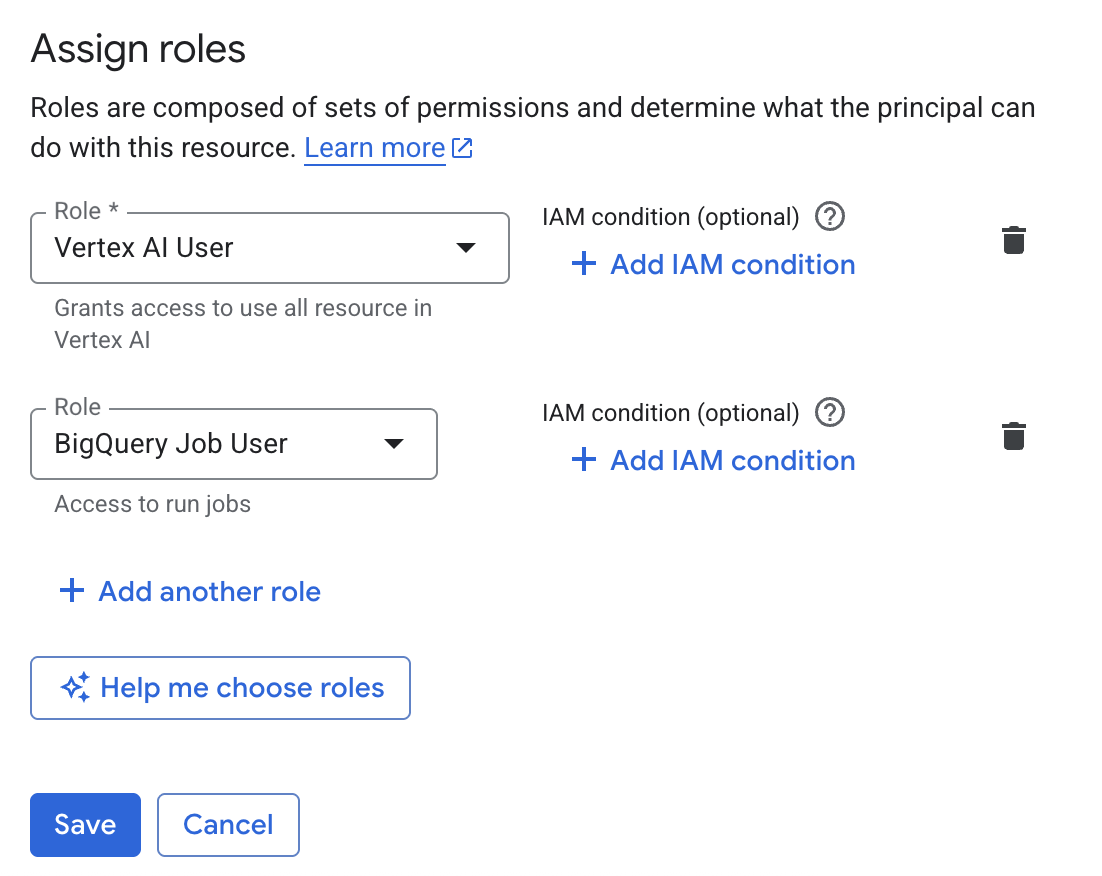 Haz clic en Guardar para otorgar los roles a la principal.