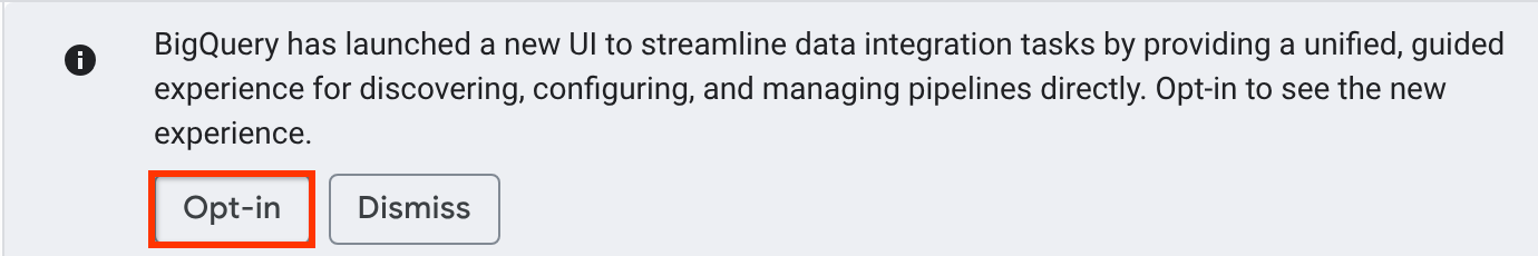 Il banner Pipeline e connessioni unificate nell'interfaccia utente
