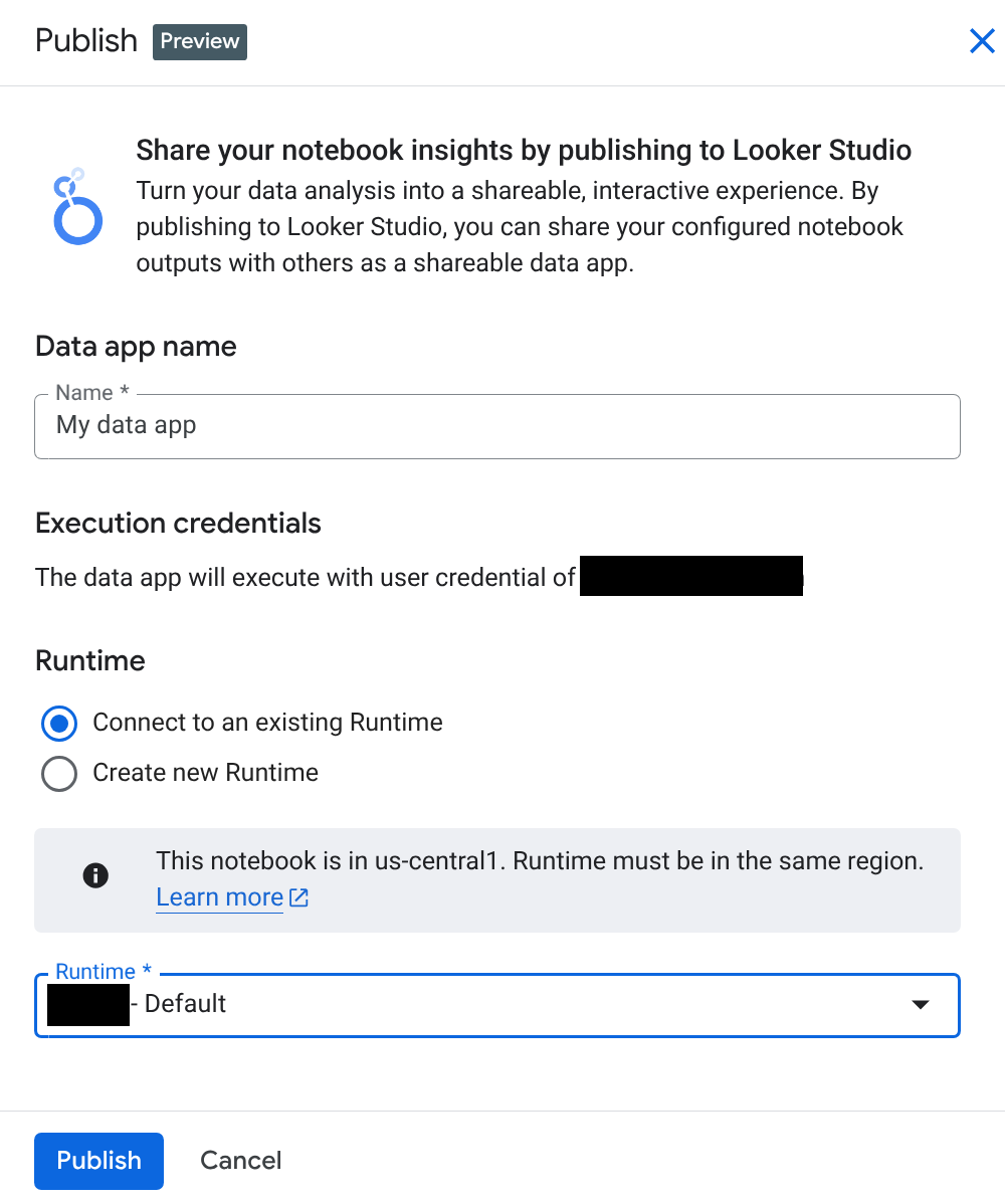 The Publish page for your app