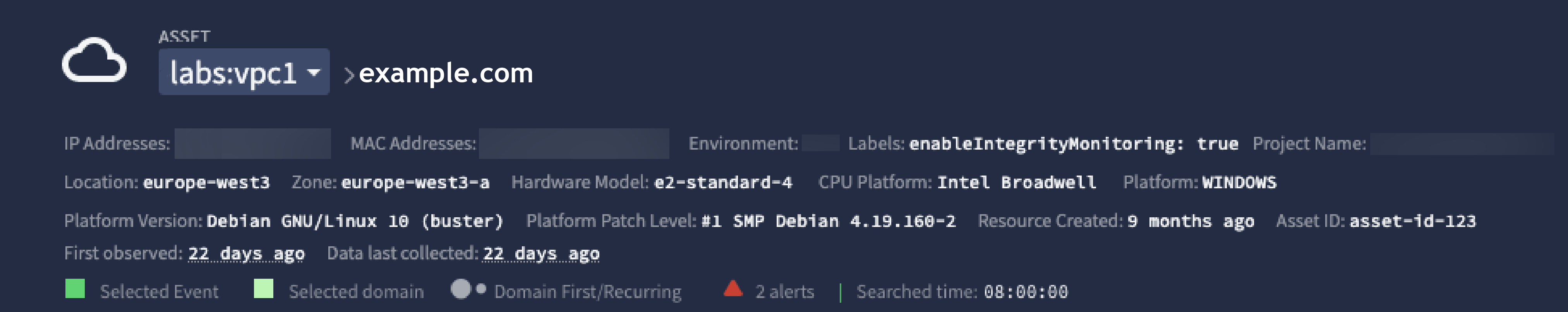 含有命名空間的資產檢視畫面