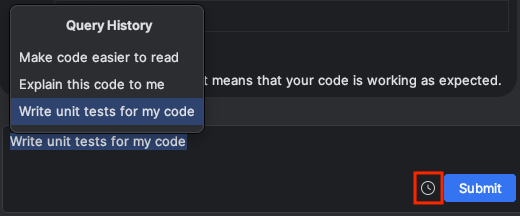 Cronologia delle query di Gemini nella finestra dello strumento.