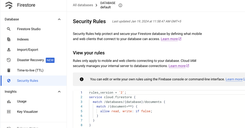 Use a página Regras para ver o conjunto de regras.
