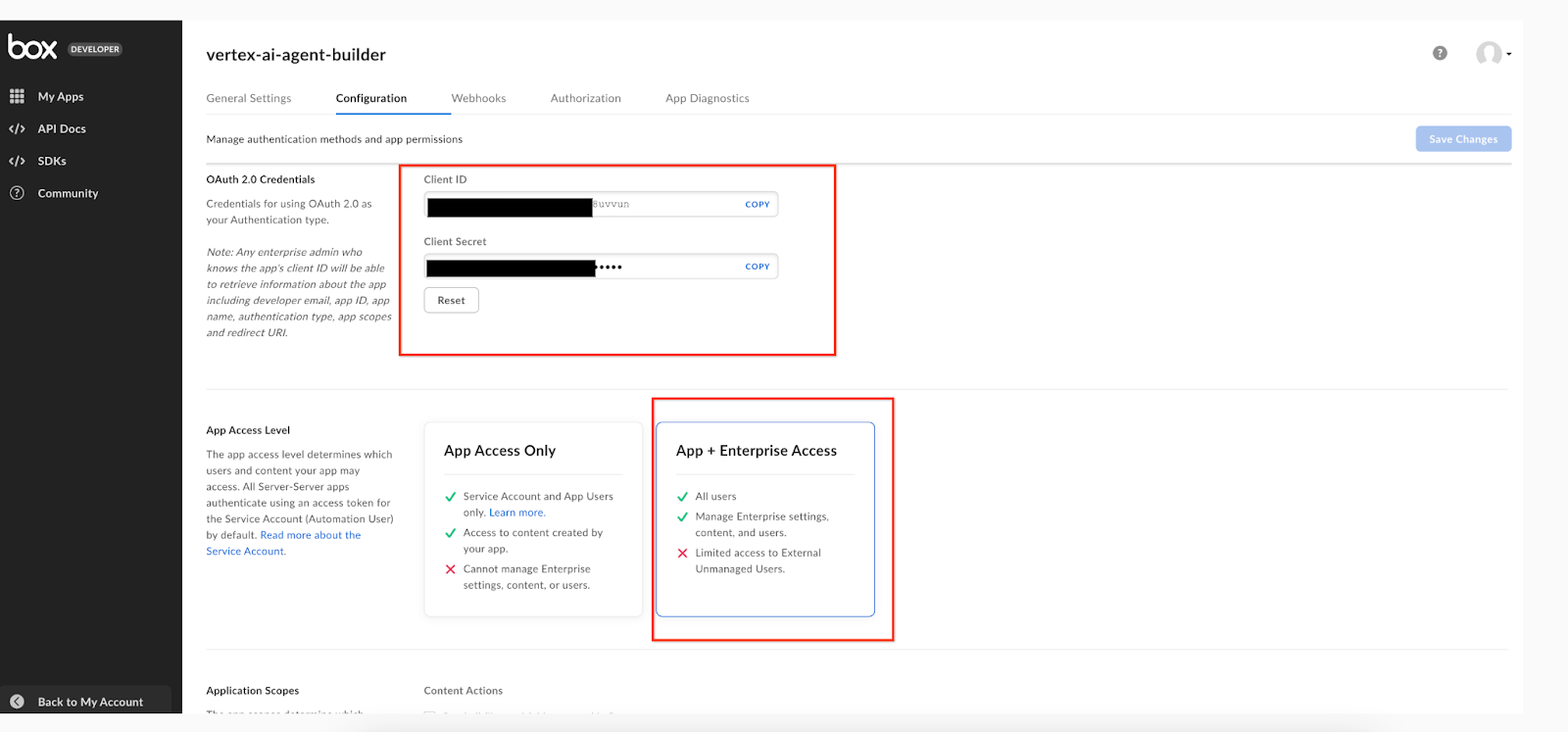 ottieni la configurazione del client