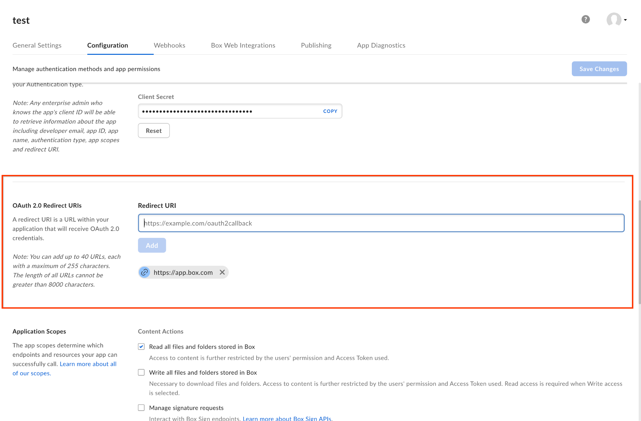Provide the redirect URIs