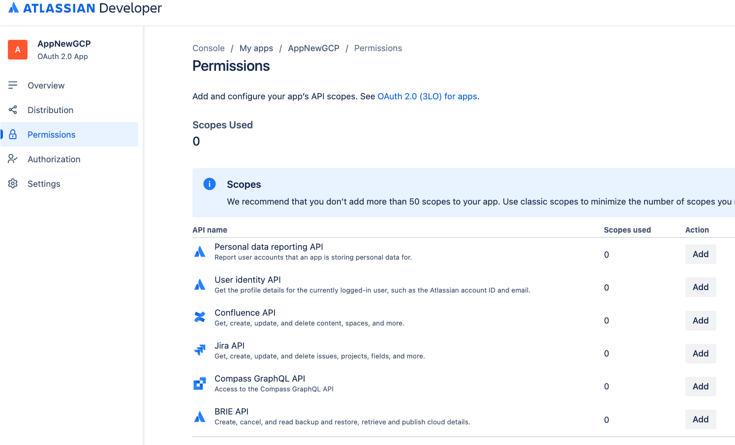 Sélectionnez des autorisations