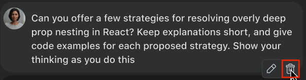 Exclua o par de comando e resposta no Gemini Code Assist para IntelliJ.