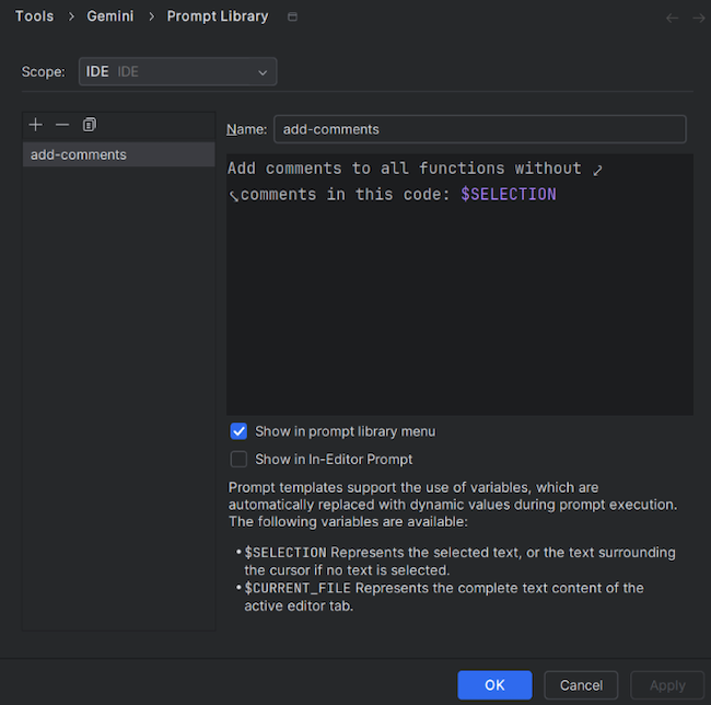 ספריית ההנחיות ל-Gemini Code Assist ל-IntelliJ