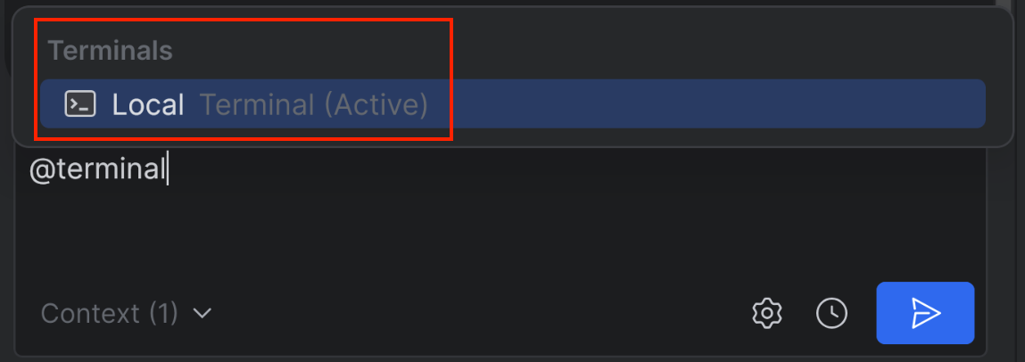 Select a terminal in IntelliJ.