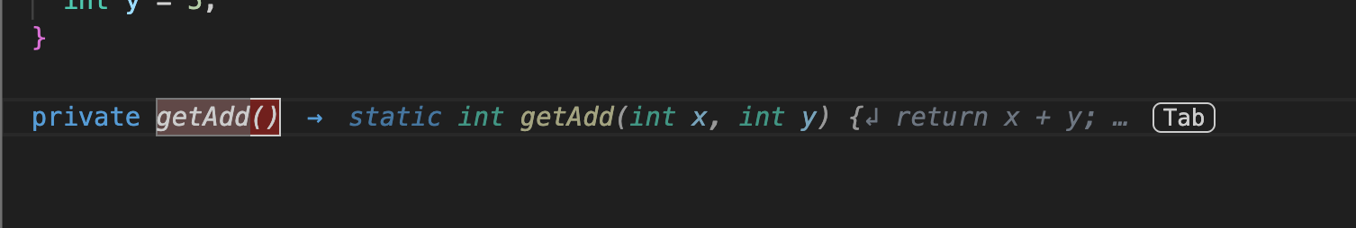 El usuario introduce la siguiente predicción de edición en Gemini Code Assist de VS Code.