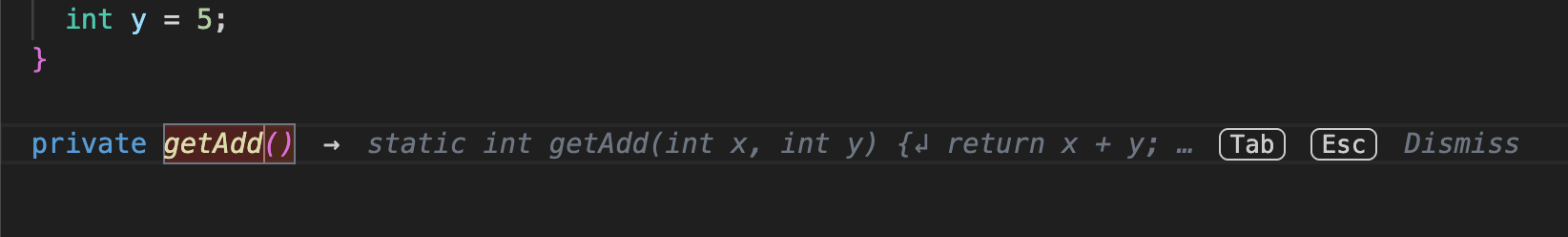 ユーザーが VS Code Gemini Code Assist で次の編集予測をトリガーします。