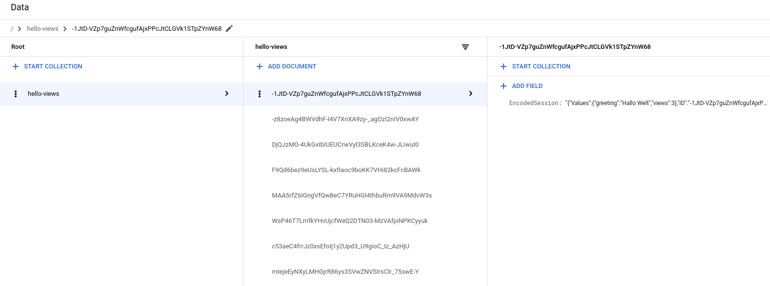 פעילויות ב-Firestore במסוף Google Cloud .