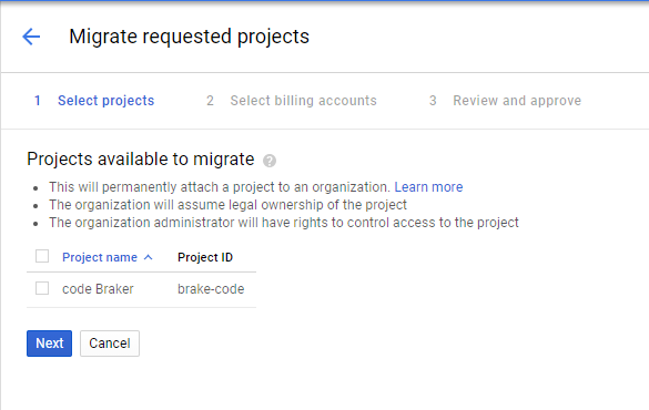 Esegui la migrazione della pagina Progetti