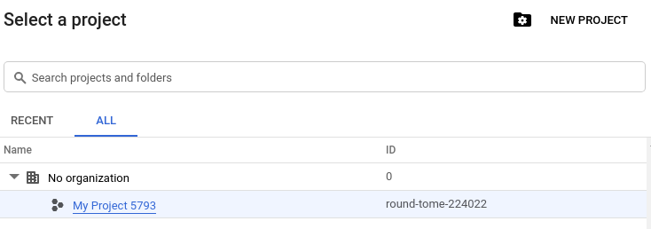 專案選擇工具的螢幕擷圖