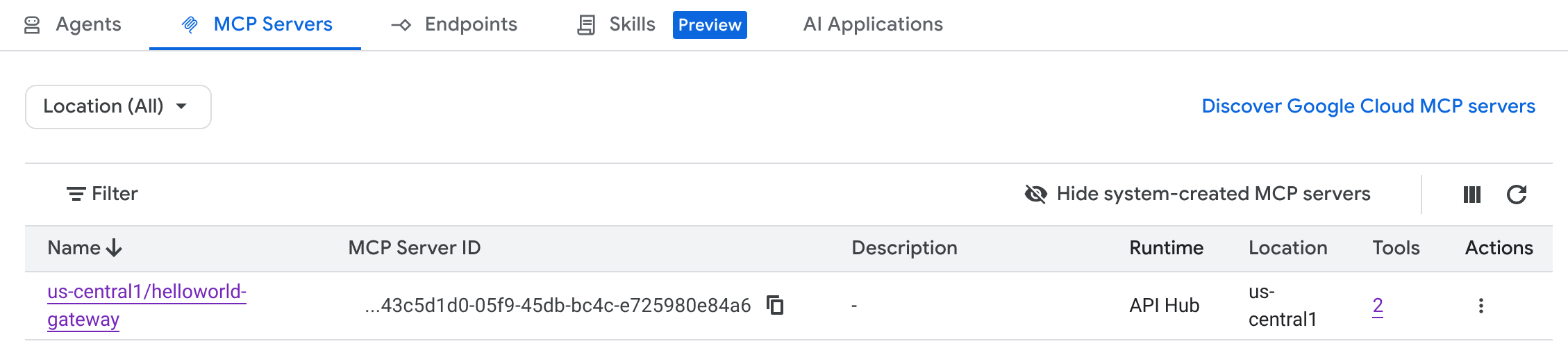 MCP Servers in Agent Registry