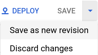 Guarde as alterações como uma nova revisão no menu Guardar.