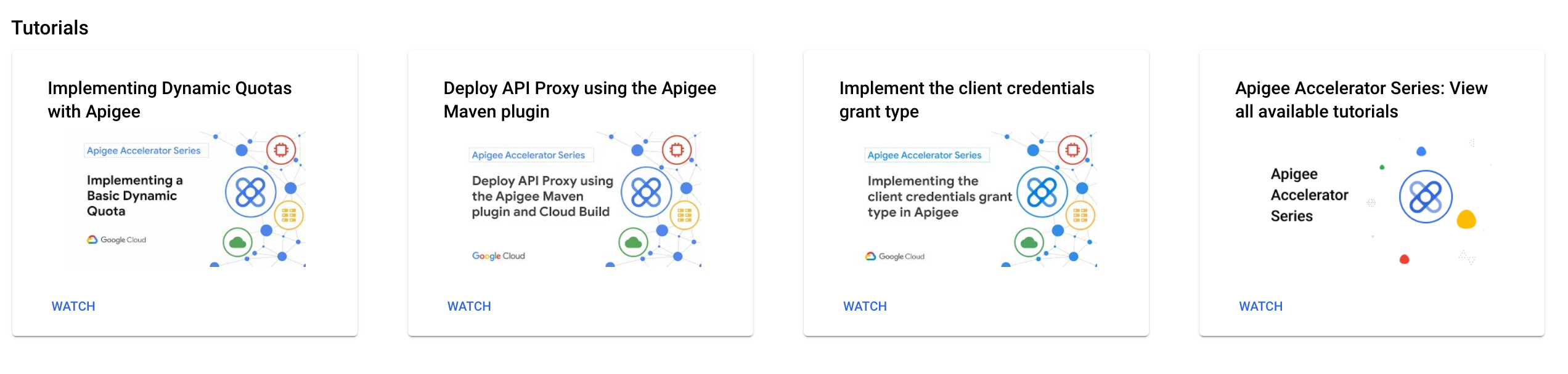 הדרכות בדף הסקירה הכללית של ממשק המשתמש של Apigee