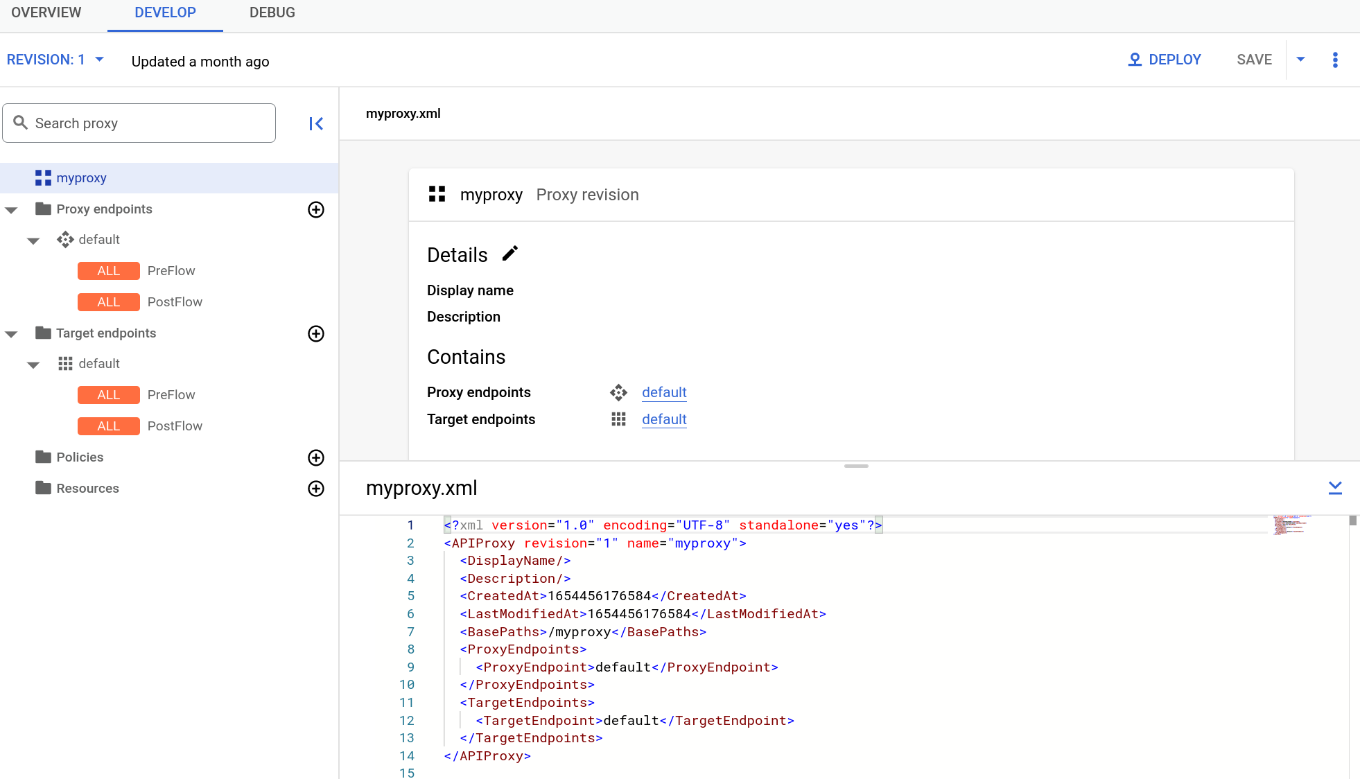 Desenvolva a vista no editor de proxy
