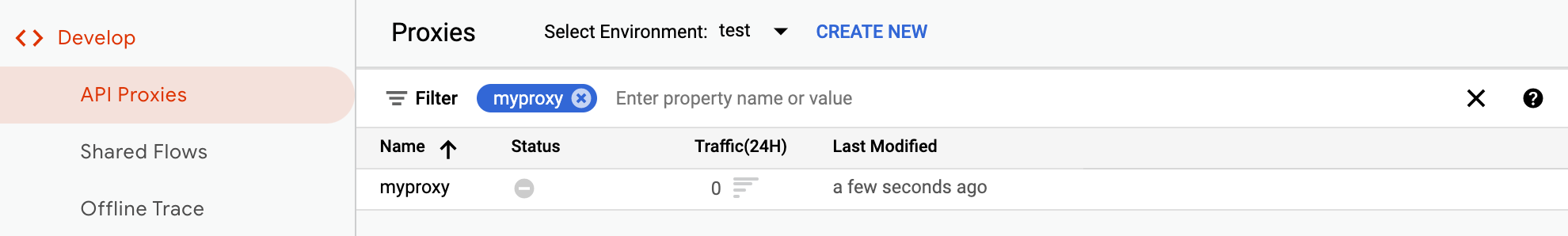 El nuevo proxy se muestra en la lista de proxies.