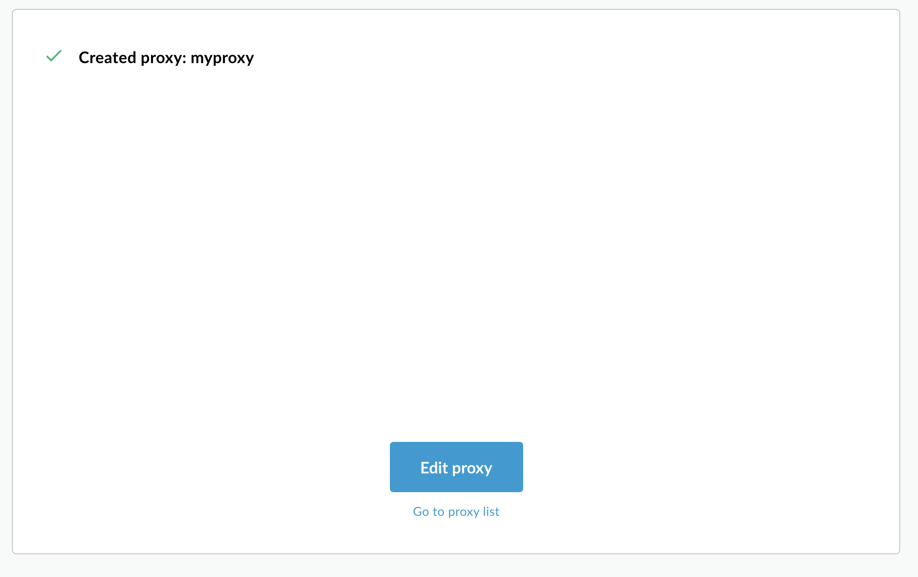 Confirmação da criação do proxy