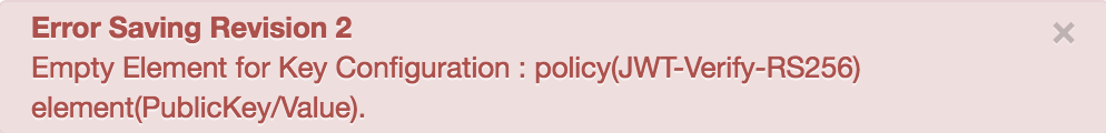 Elemento vacío para el mensaje de error de configuración de la clave.