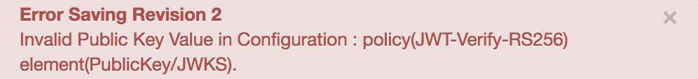 Valor de clave pública no válido en el mensaje de error de configuración.