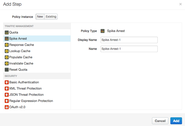 Crea una política de Spike Arrest.