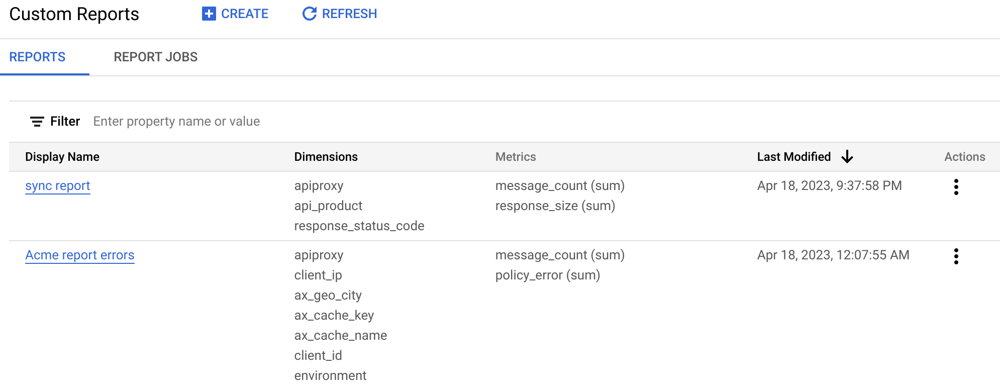 自訂報表資訊主頁