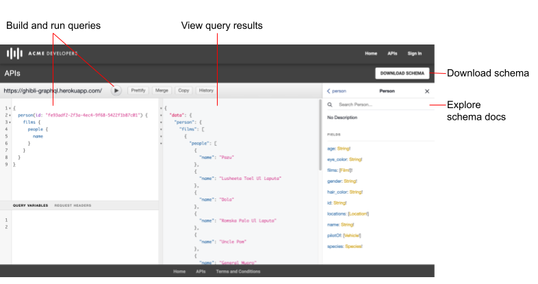 Explorador de GraphQL en el portal