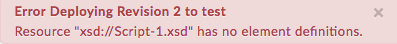 Mensaje de error que indica que el recurso no tiene definiciones de elementos.