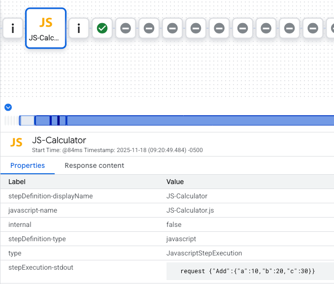 Ausgabe des Debugging-Tools auf dem Tab „Eigenschaften“ mit Druckanweisungen.