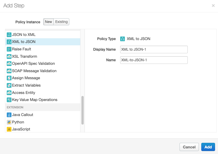 Boîte de dialogue "Add Step" ("Ajouter une étape")