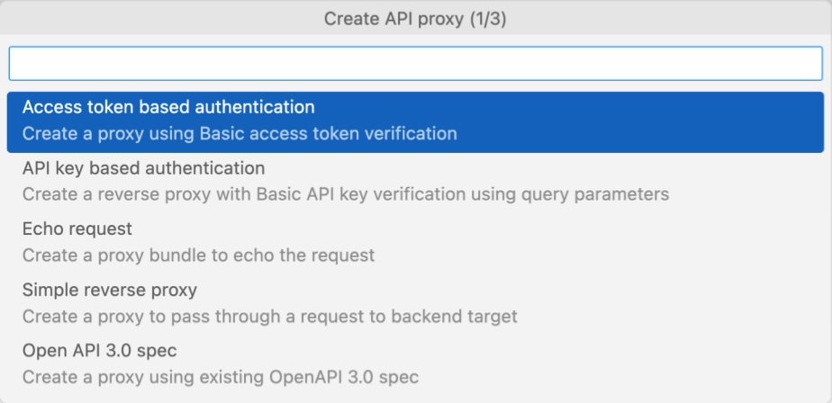 Primera página del asistente para crear proxy