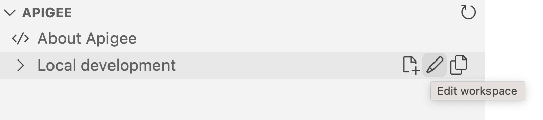 Tombol Open Apigee workspace di UI