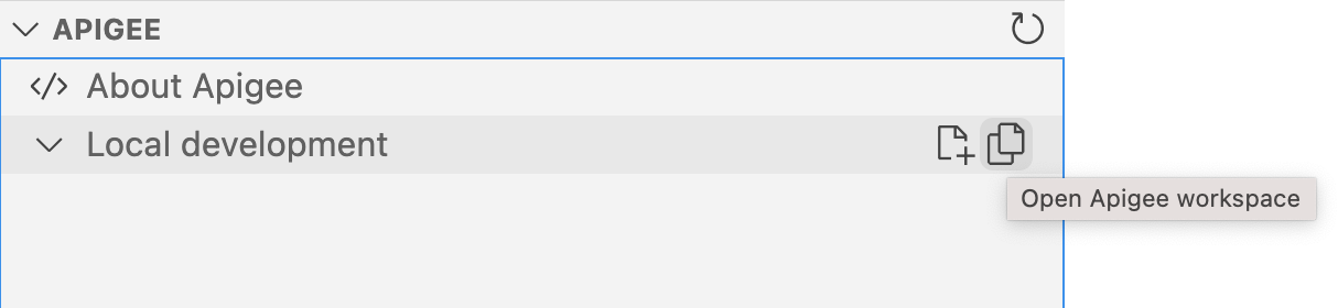 UI 中的「Open Apigee workspace」(開啟 Apigee 工作區) 按鈕