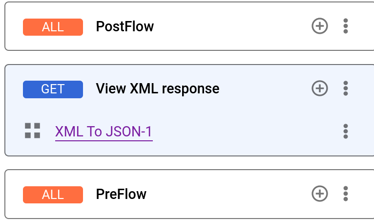 Policy XML to JSON nel flusso