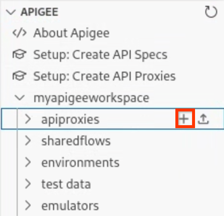 O sinal + é apresentado quando posiciona o cursor sobre a pasta apiproxies