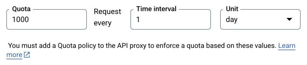 Add a new quota to an operation with 1,000 requests per day