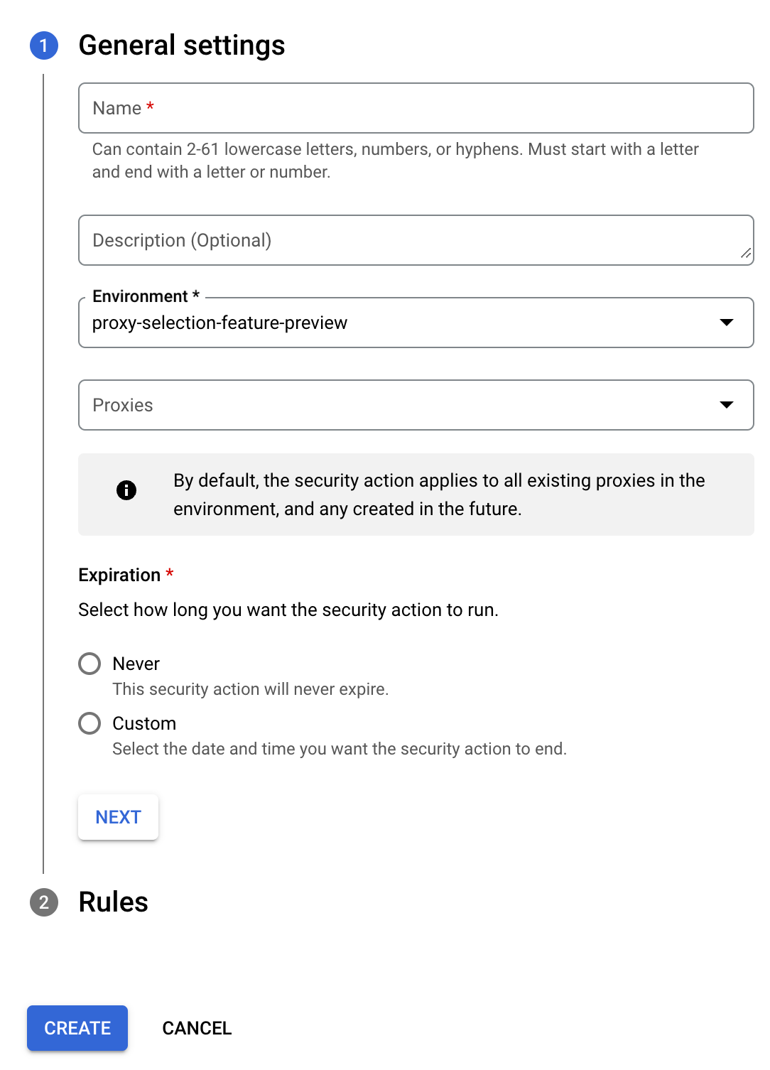 Créez une vue d'action de sécurité.
