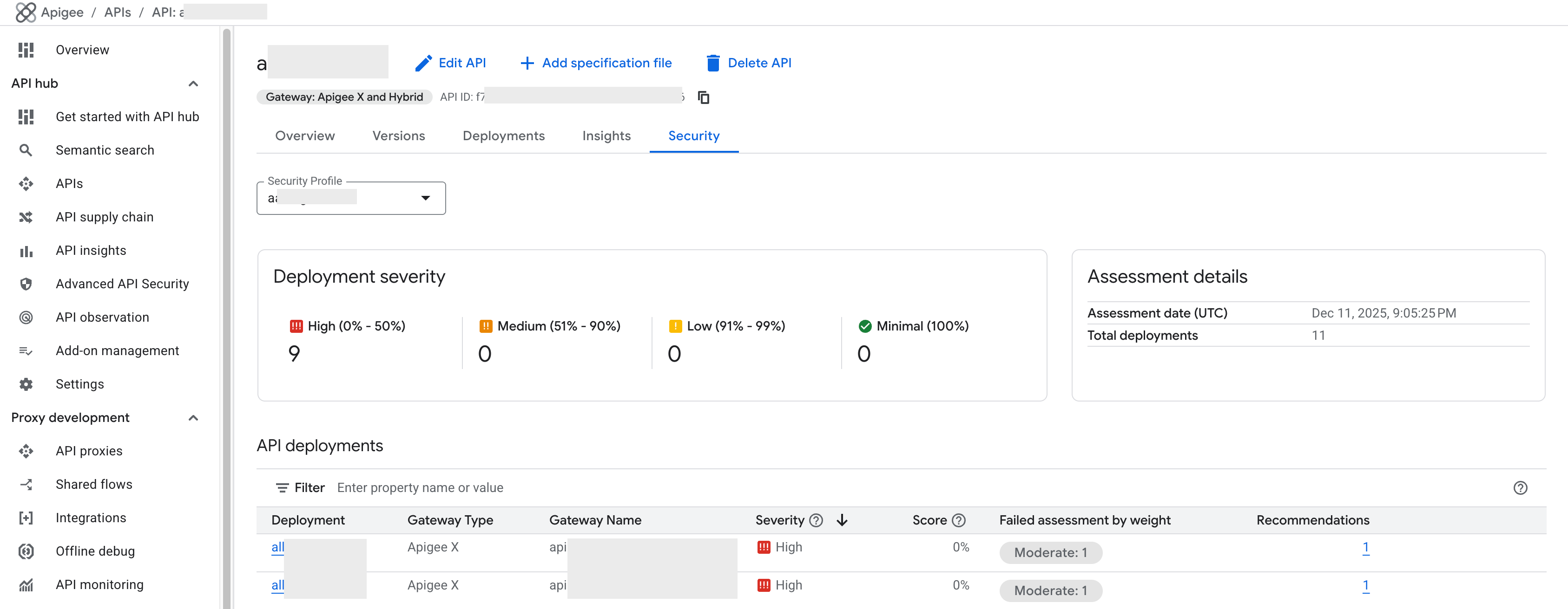 API security scores screenshot