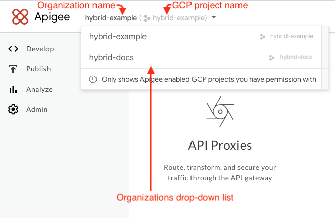 Api organizations A list of organizations that are hybrid enabled