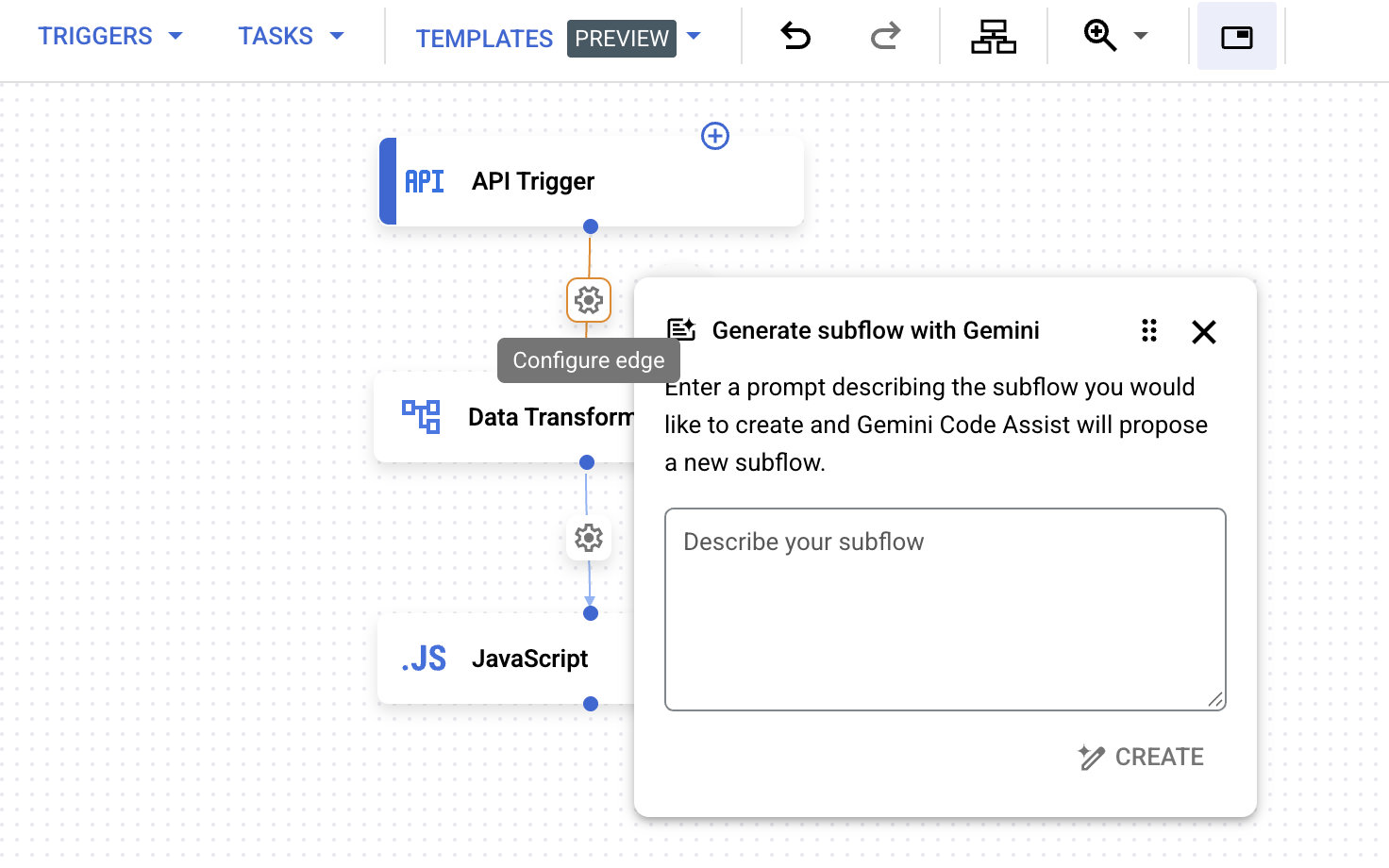 Kante zum Konfigurieren der Canvas-Ansicht