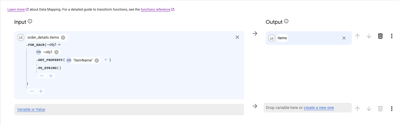 Configuración del editor de asignación de datos
