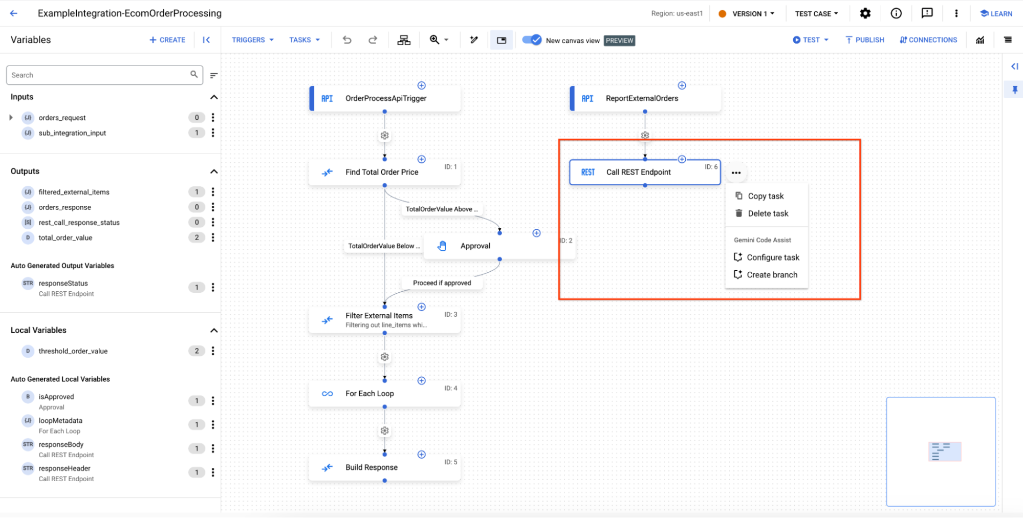 Gambar yang menampilkan menu pop-up Gemini