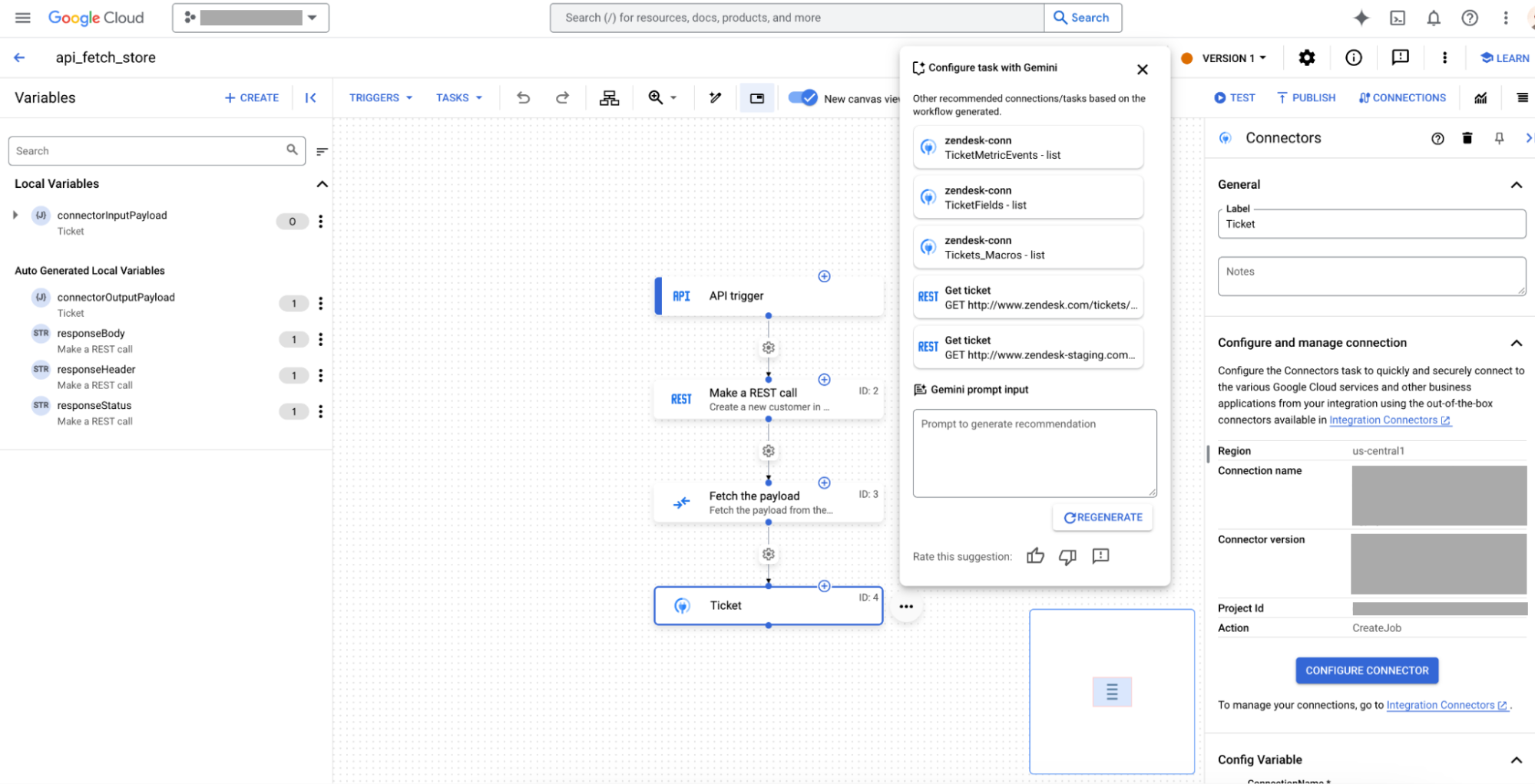 Gambar yang menampilkan menu pop-up Gemini