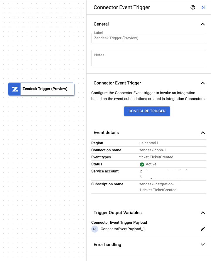 Imagen que muestra el panel de configuración de activadores de Zendesk