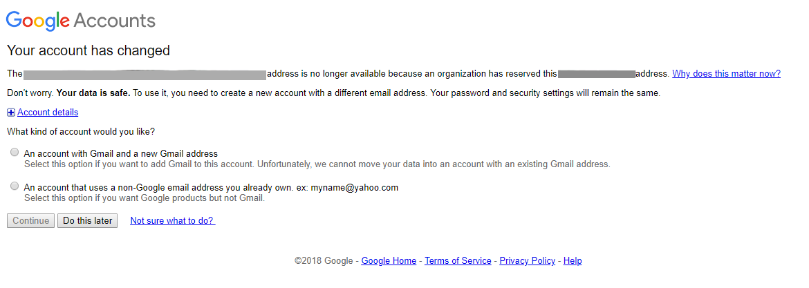 Richiedi di modificare la parte consumer dell'account in conflitto.