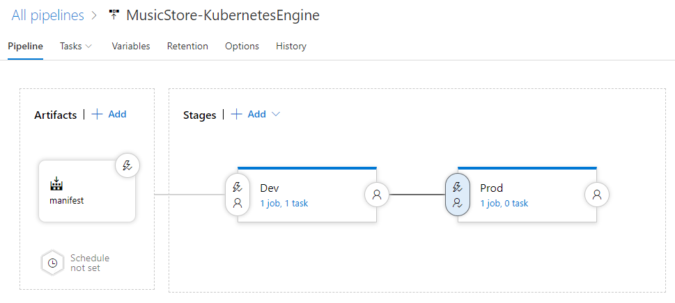 צילום מסך של צינור העיבוד המעודכן ב-Azure Pipelines