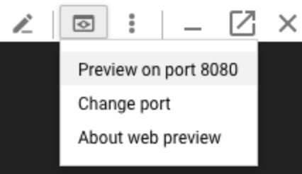 Comandos de la barra de herramientas de Cloud Shell.