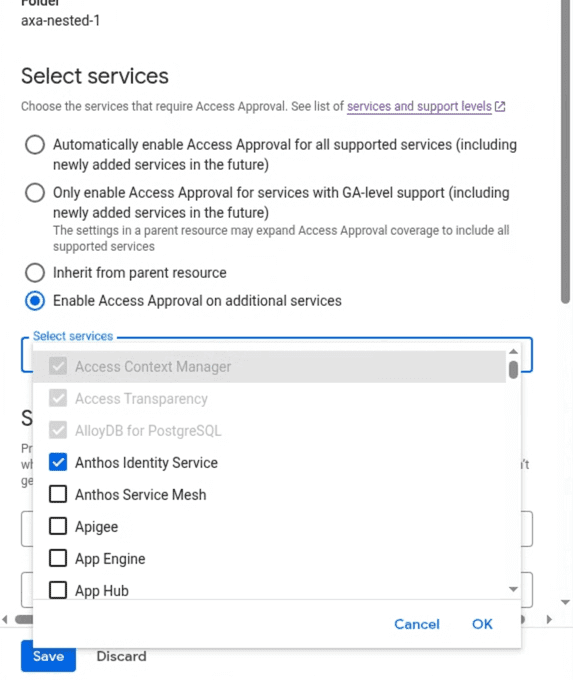 Selecciona las casillas para habilitar servicios adicionales