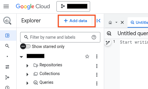 [データを追加] の UI 要素。